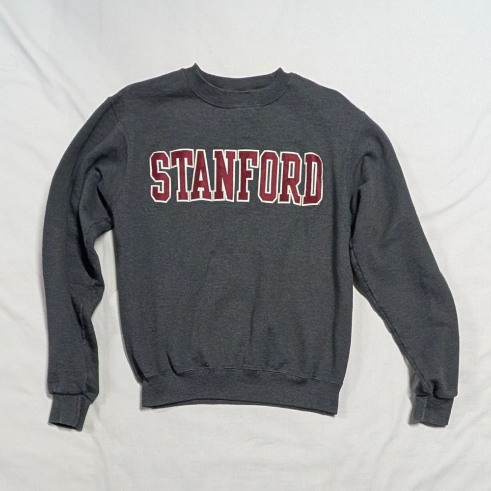 Champion Stanford University Sweatshirt Mens Small Gray Crewneck Fleece Logo